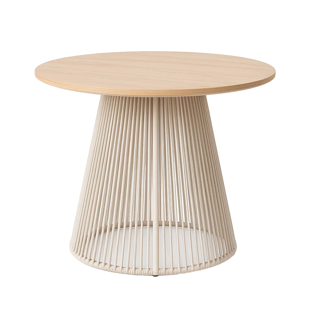 Mesa de comedor exterior en acero polywood y PE ratán 100x100x75cm - Ixia - 616181IX - foto-transparente