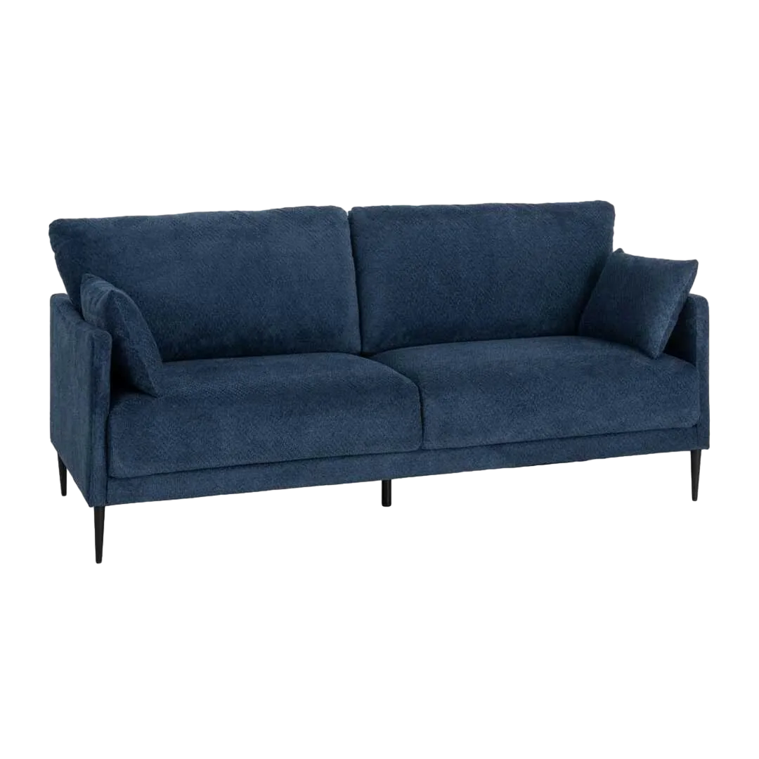 Sofá azul en tejido 100% poliéster con estructura de eucalipto y relleno espuma PU 191x80x88cm - Ixia - 616192IX - foto-transparente