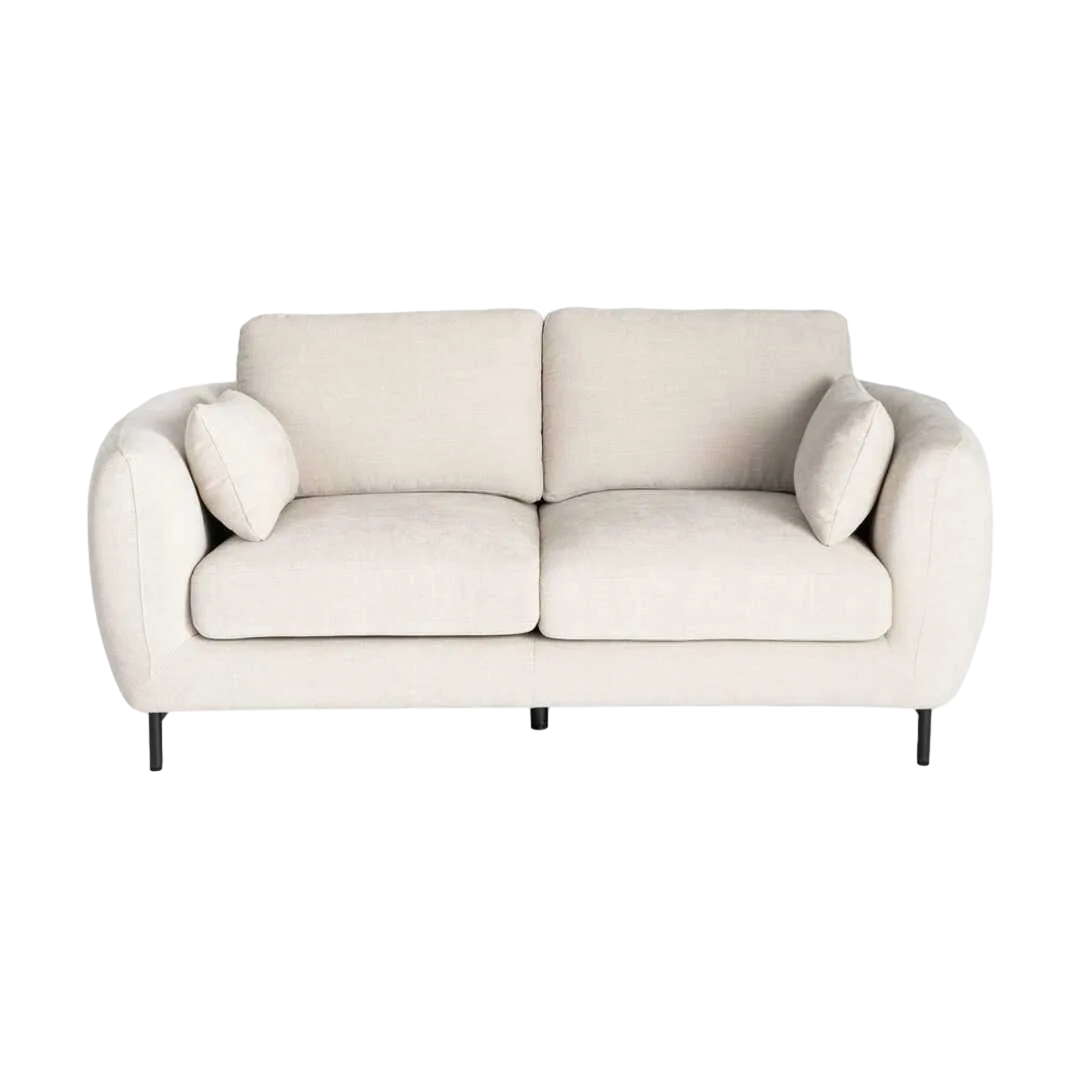 Sofá 2 plazas crema tapizado en tejido con patas metálicas y cojines desenfundables 189x92x88cm - Ixia - 616195IX - foto-transparente