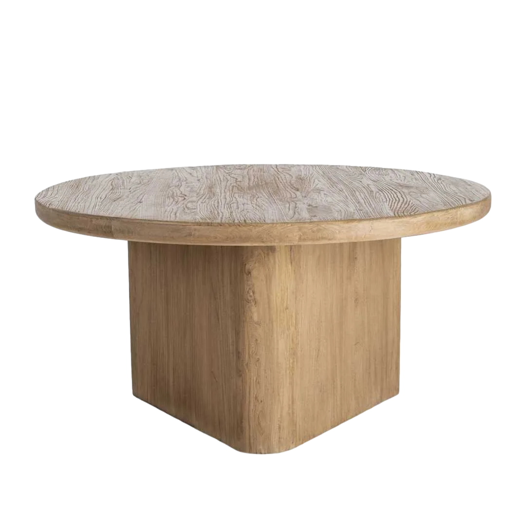 Mesa de comedor en madera de olmo reciclada con sobre de 7cm 150x150x76cm - Ixia - 616200IX - foto-transparente