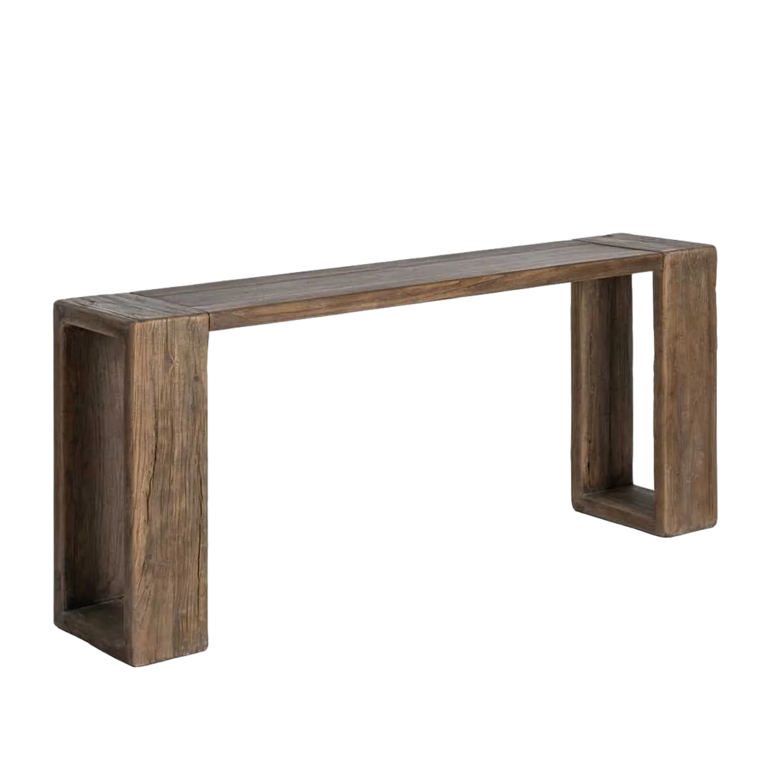 Consola para entrada madera de olmo reciclada 178x38x76cm - Ixia - 616201IX - foto-transparente