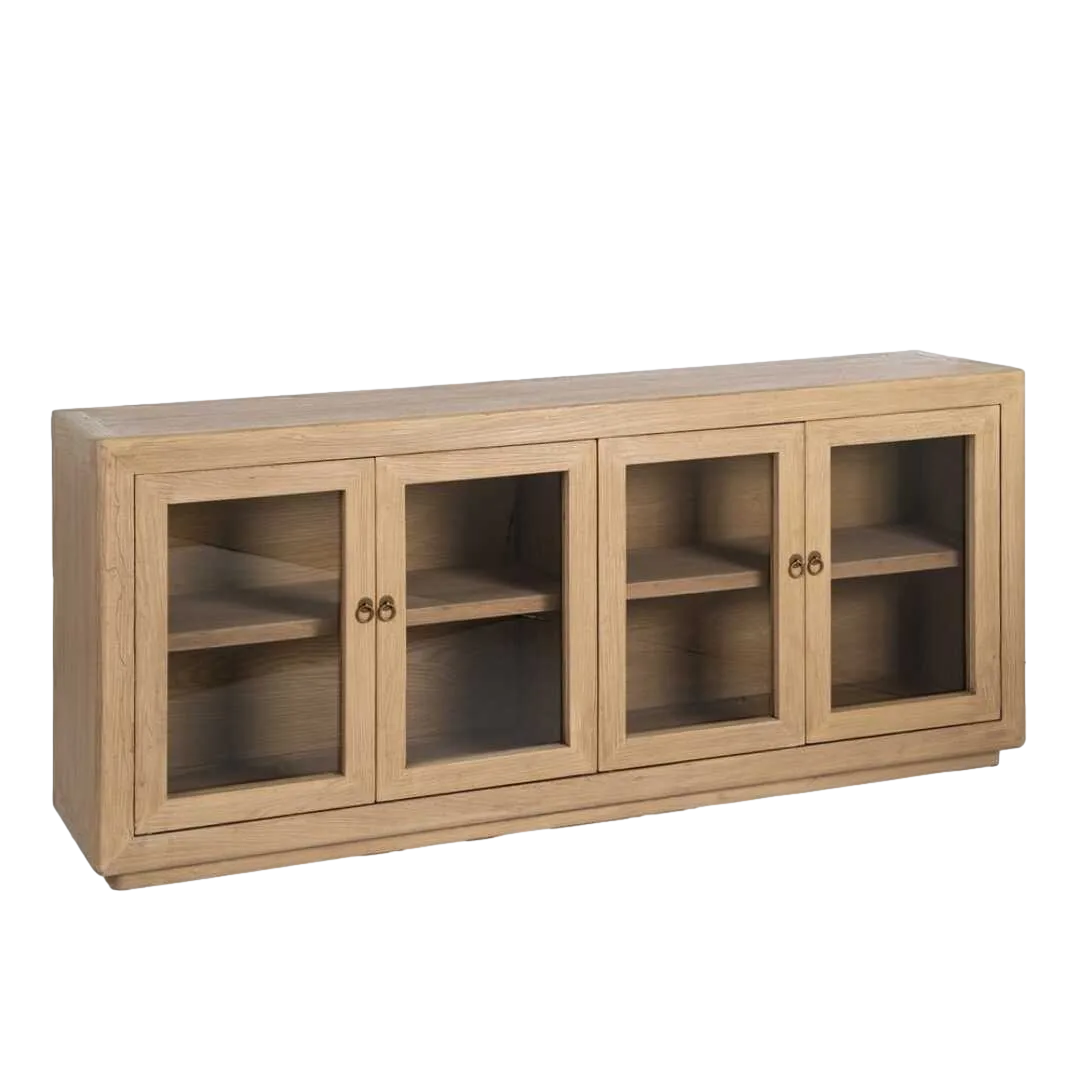 Aparador de madera de olmo reciclada para salón 200x44x85cm - Ixia - 616205IX - foto-transparente