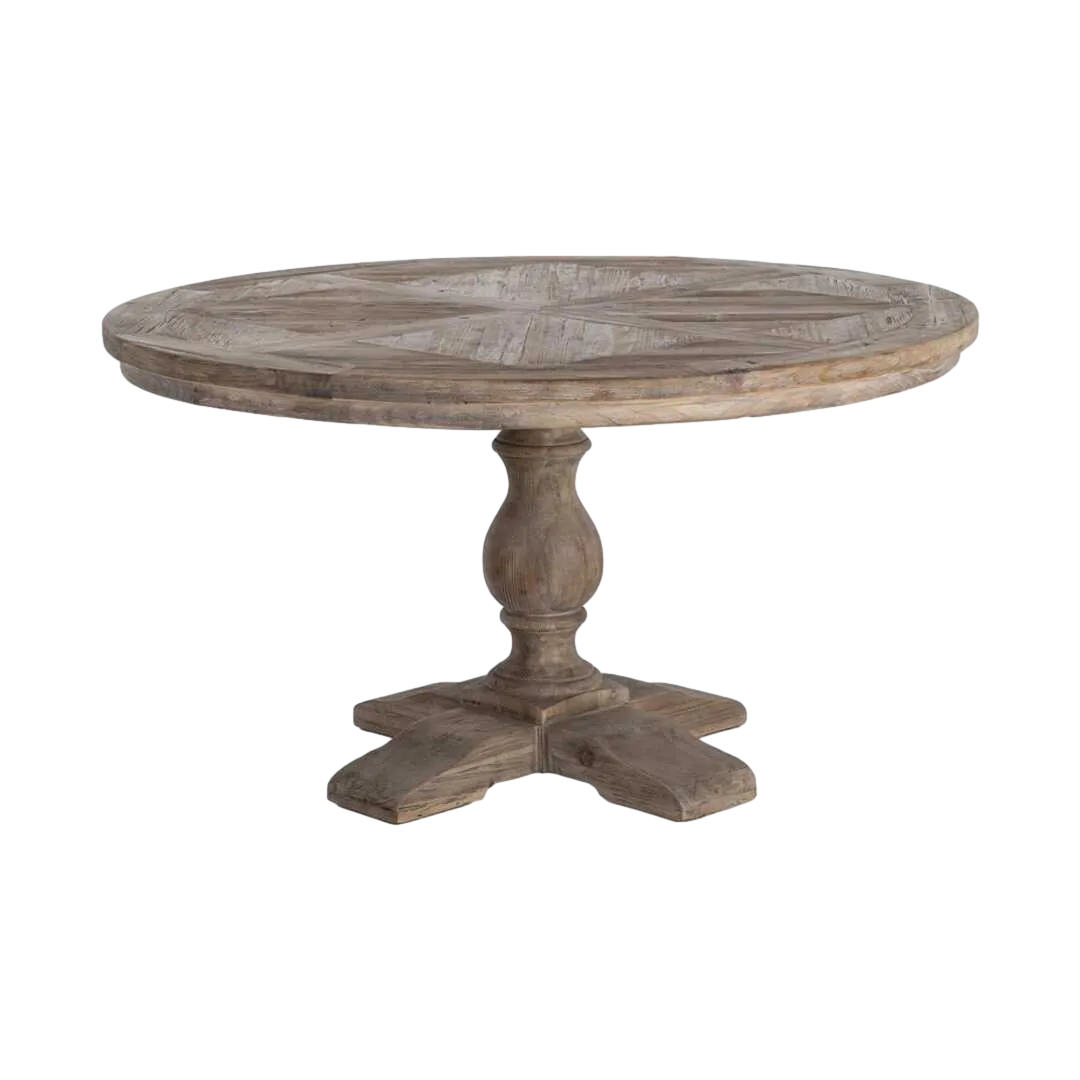 Mesa de comedor en madera de pino reciclada para salón 140x140x76cm - Ixia - 616220IX - foto-transparente
