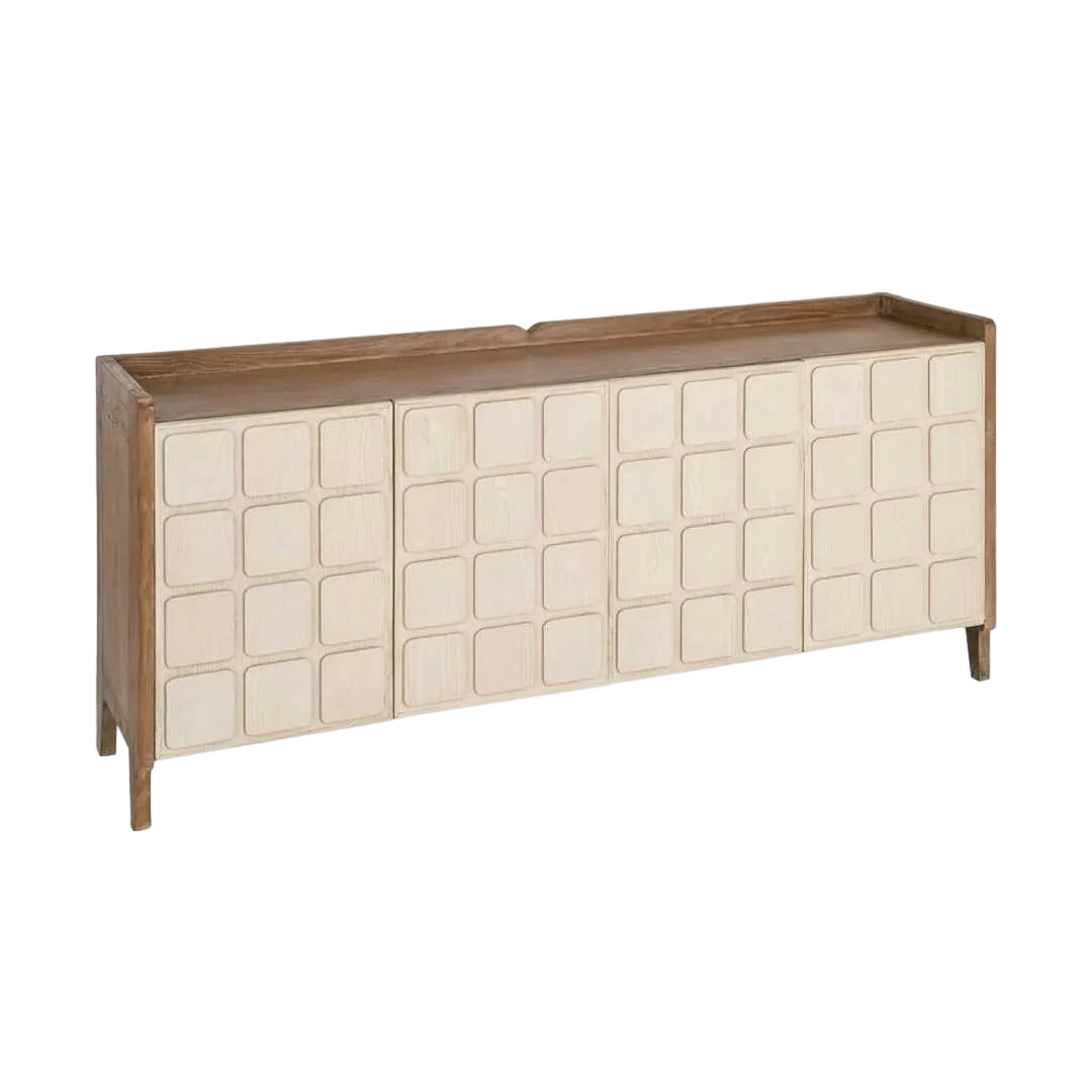 Aparador de madera reciclada de pino para salón - Ixia 180x45x78cm - Ixia - 616228IX - foto-transparente