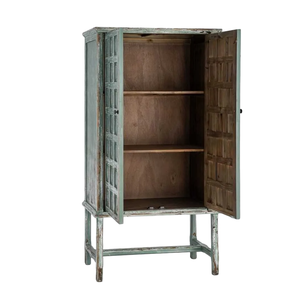 Armario de madera reciclada de pino para salón 96x45x181cm - Ixia - 616230IX - foto-transparente