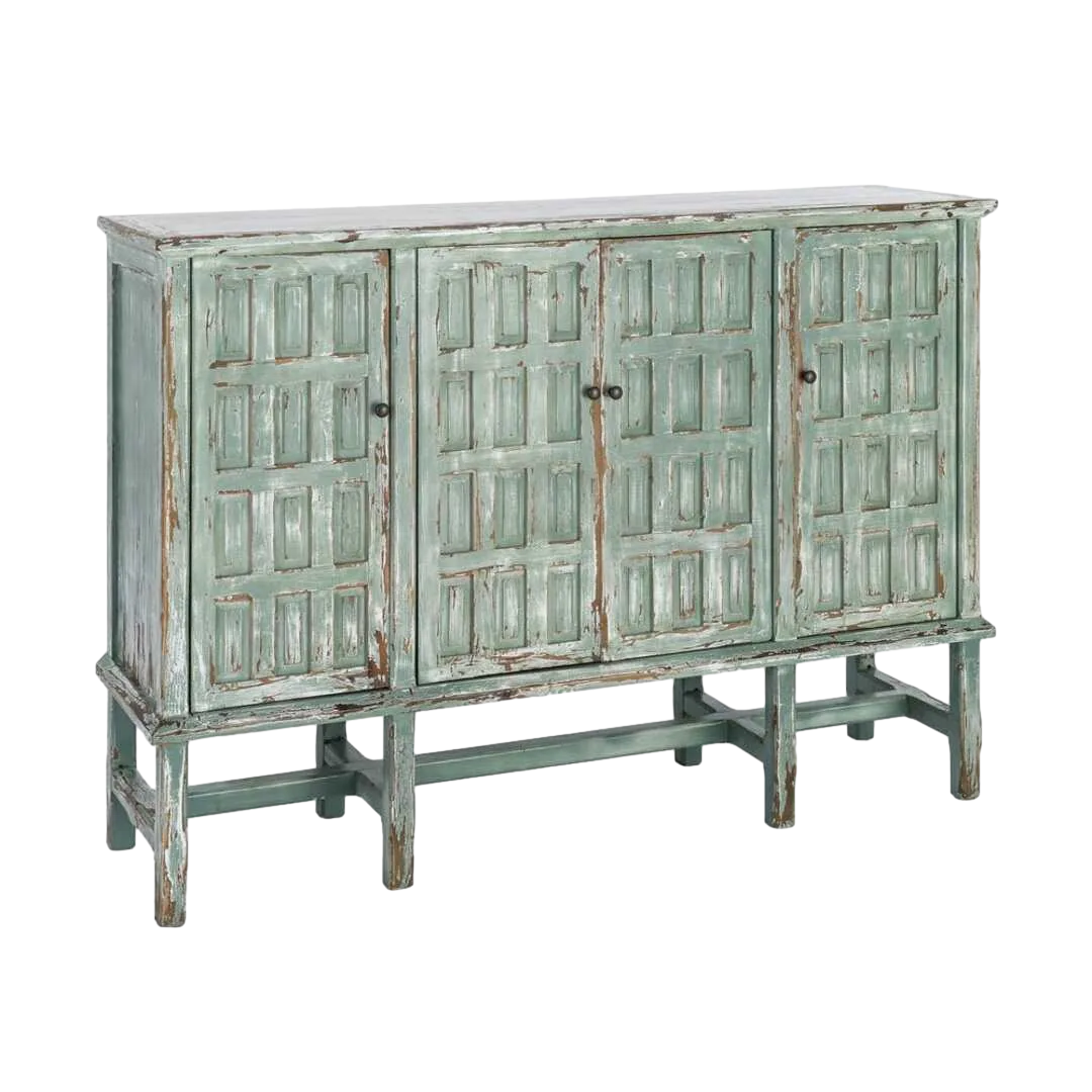 Aparador de madera reciclada para salón con puertas y patas elevadas - Ixia 160x46x112cm - Ixia - 616231IX - foto-transparente