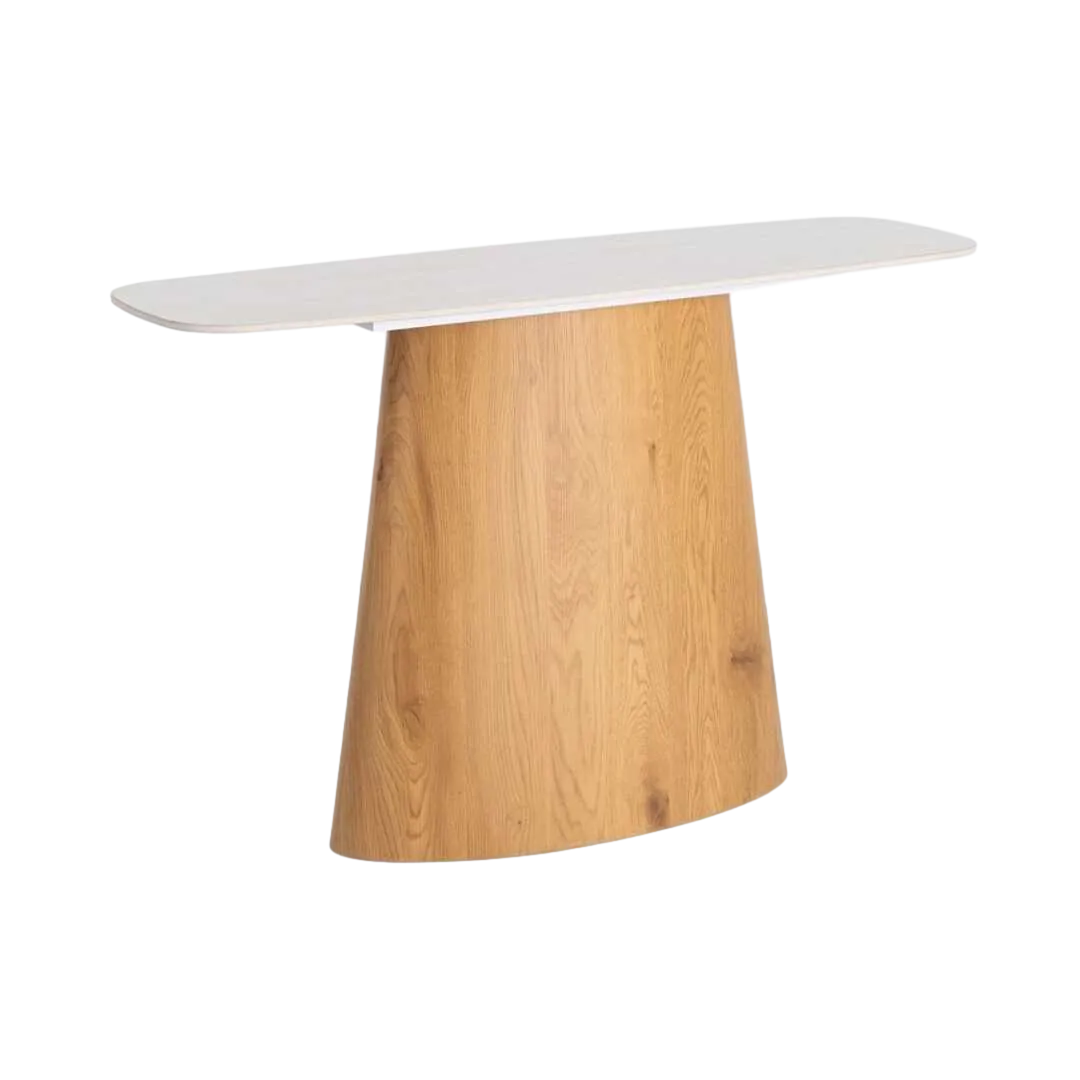 Consola beige piedra en piedra sinterizada con patas de MDF y papel 120x40x77cm - Ixia - 616247IX - foto-transparente
