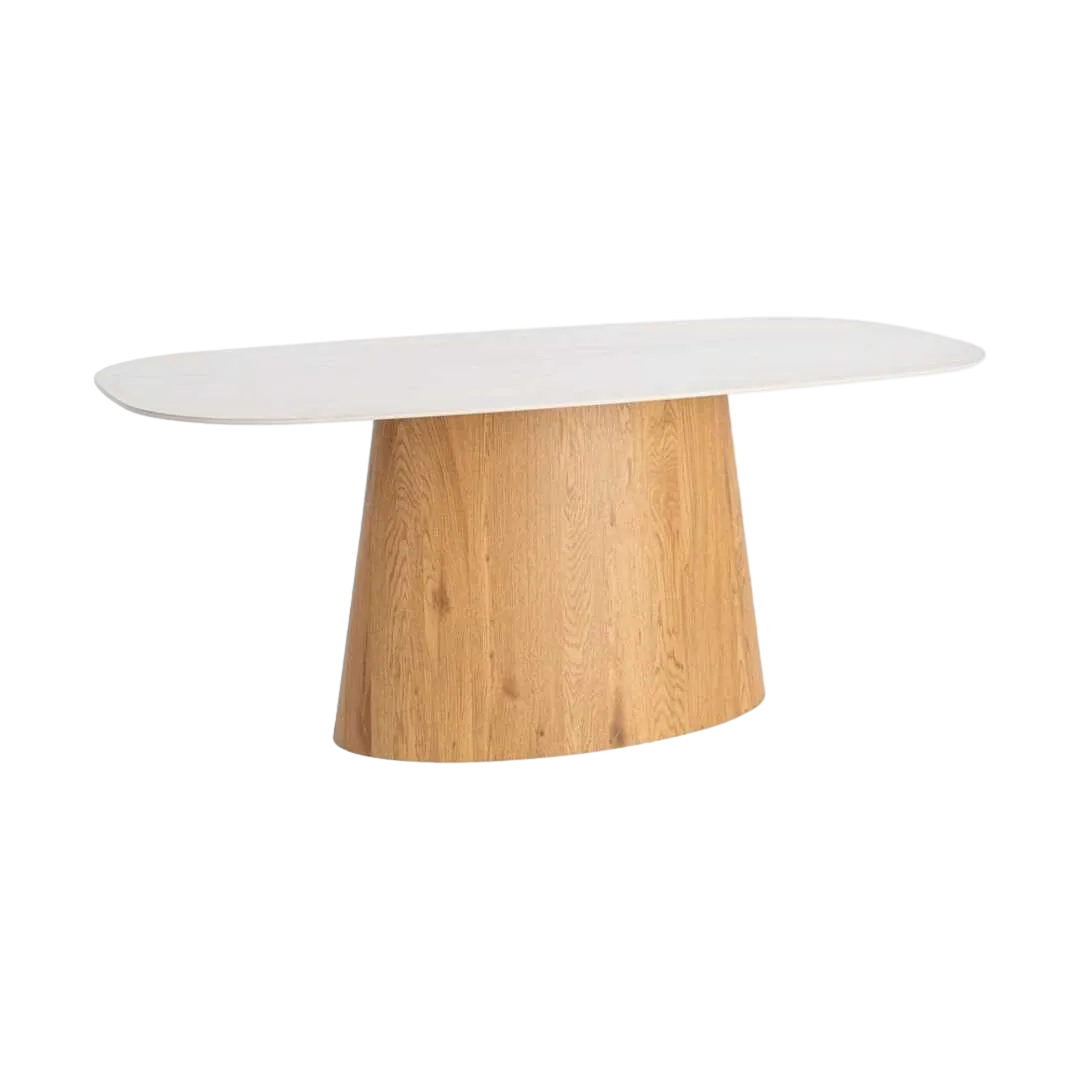 Mesa de comedor beige en piedra sinterizada 180x90x76cm - Ixia - 616248IX - foto-transparente