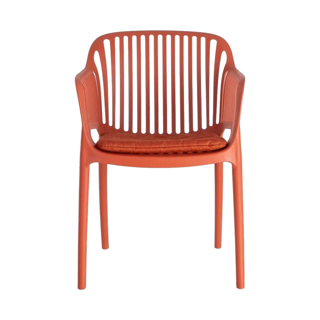 Silla apilable de polipropileno para exterior con cojín no desenfundable tejido a prueba de agua 55x61x80cm - Ixia - 616253IX - foto-transparente