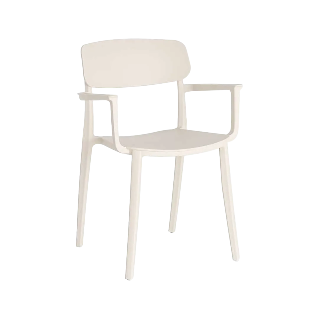 Silla apilable en polipropileno color crema apta para exterior y uso contract 51.50x51x80cm - Ixia - 616256IX - foto-transparente