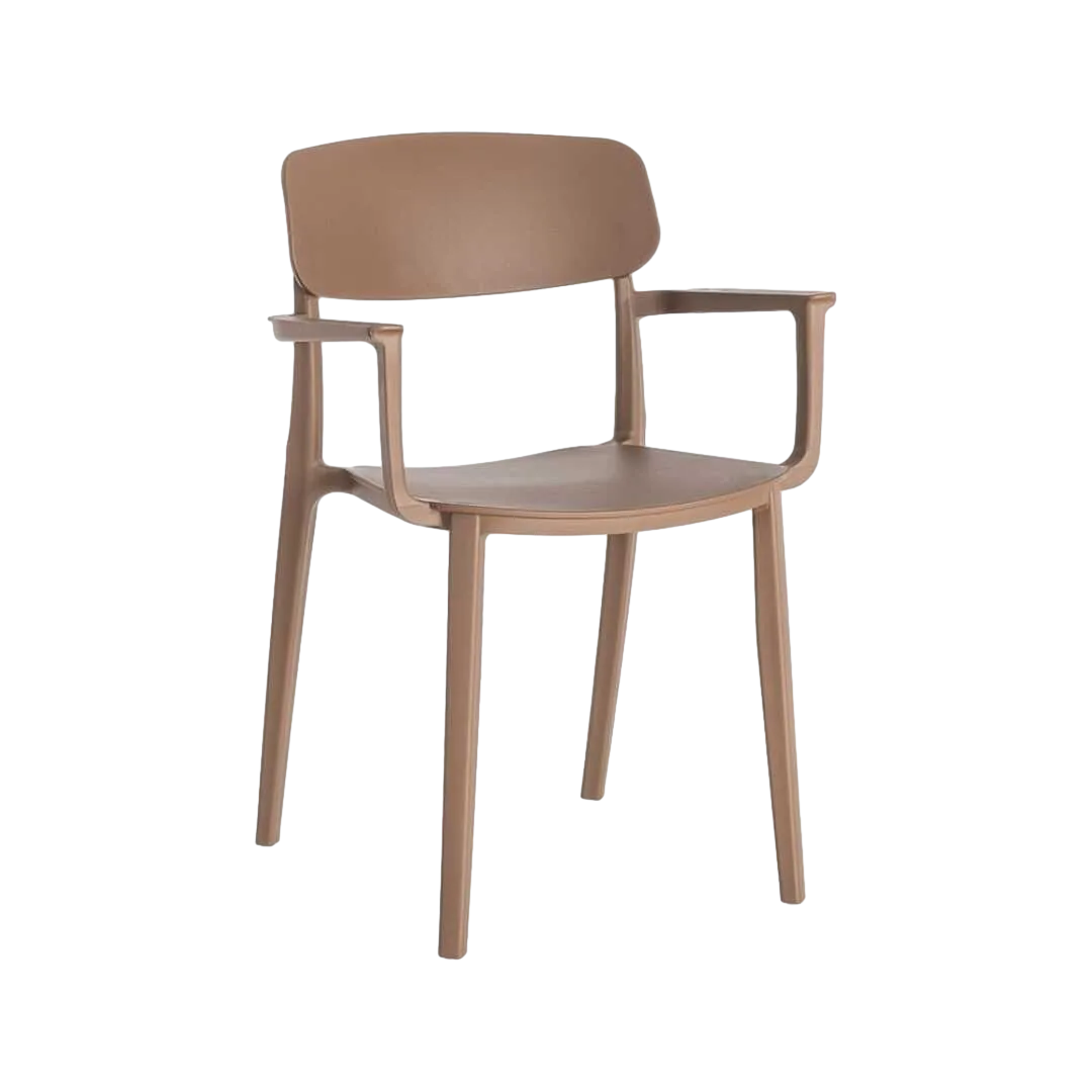 Silla apilable en polipropileno marrón con protección UV apta para exterior y uso contract EN581 altura asiento 45cm 51.50x51x80cm - Ixia - 616258IX - foto-transparente