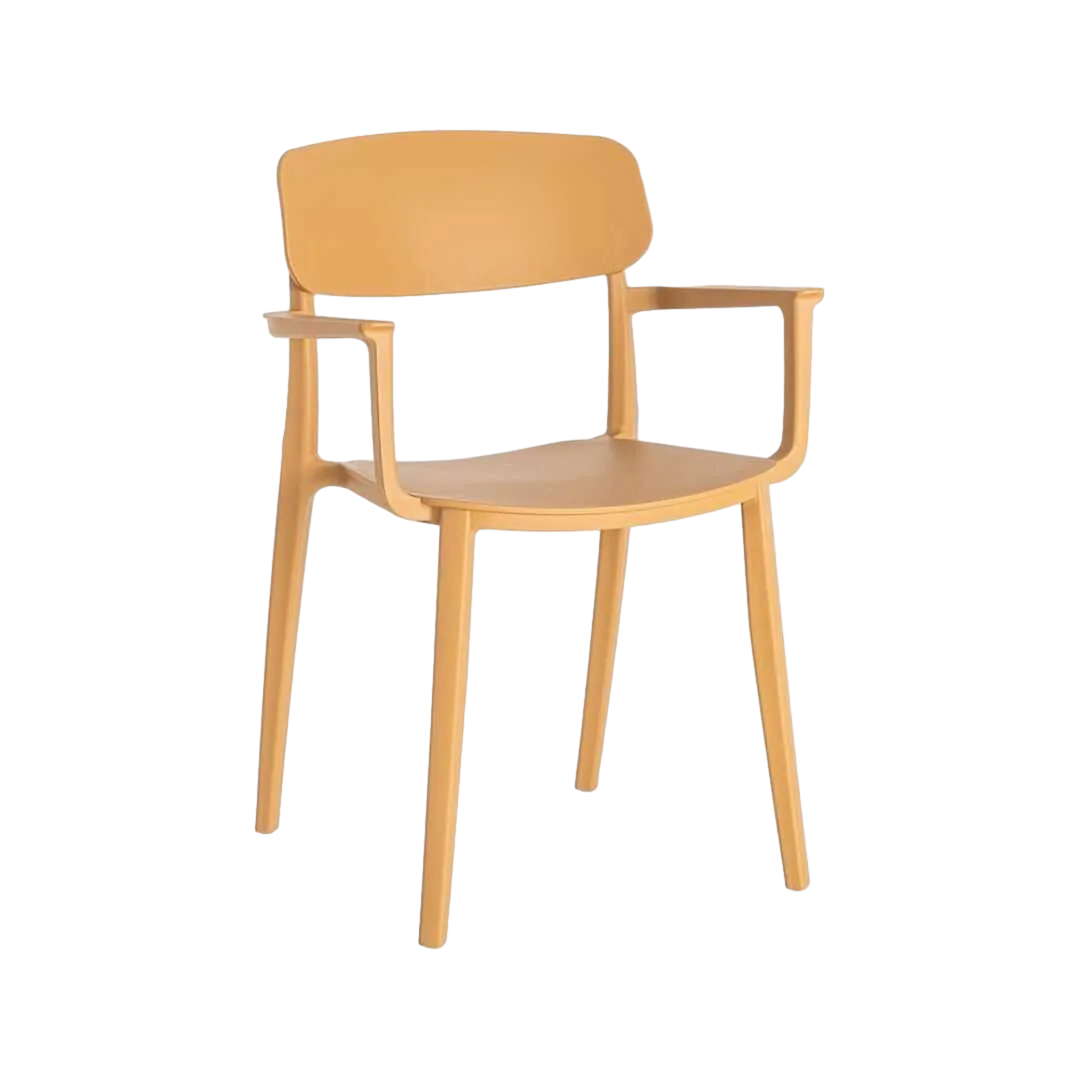 Silla apilable de polipropileno ocre apta para exterior y uso contract 51.50x51x80cm - Ixia - 616259IX - foto-transparente