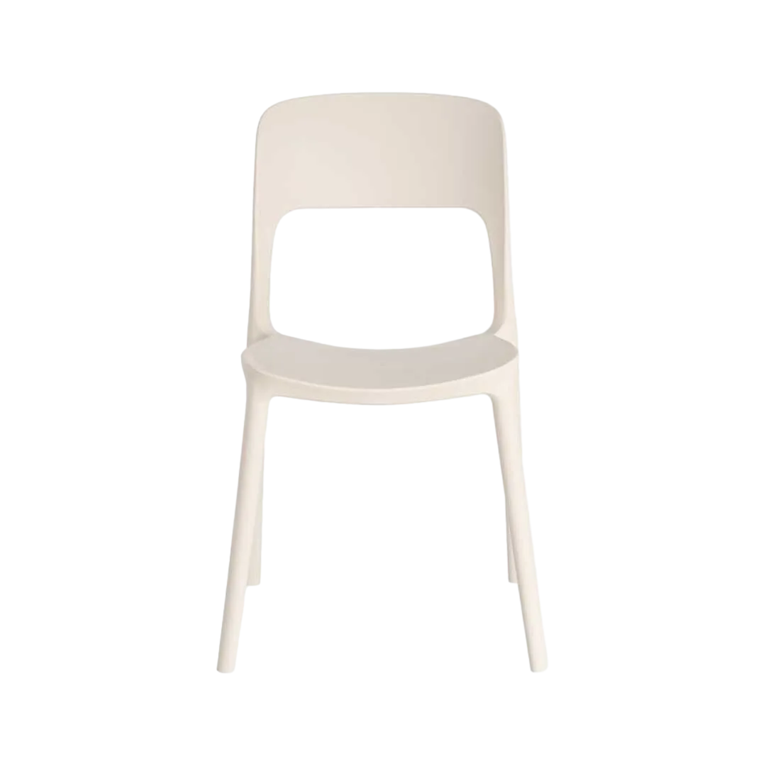 Silla apilable de polipropileno color crema para exterior 58x41x82cm - Ixia - 616261IX - foto-transparente