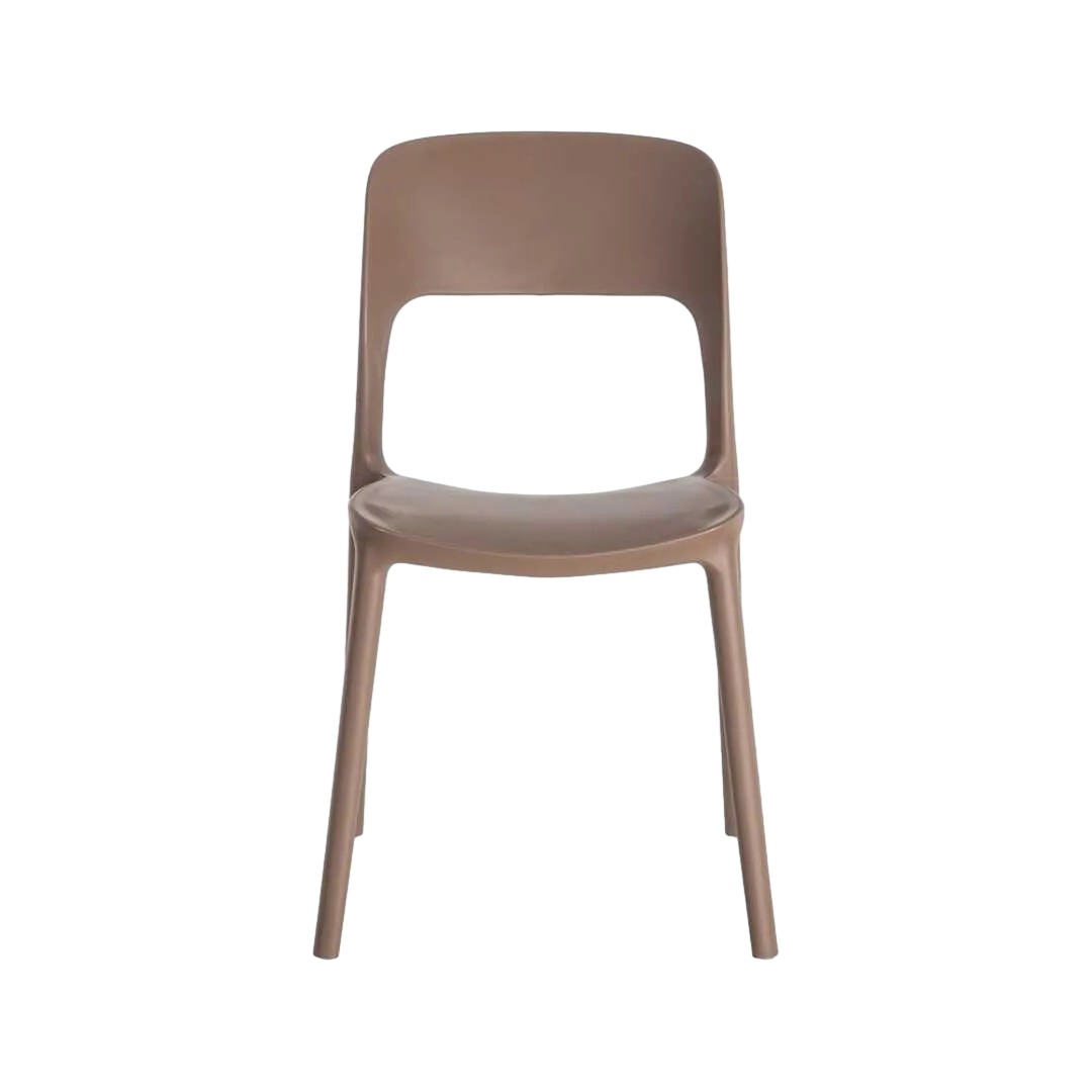 Silla apilable marrón en polipropileno con protección UV para exterior y uso contract 58x41x82cm - Ixia - 616263IX - foto-transparente