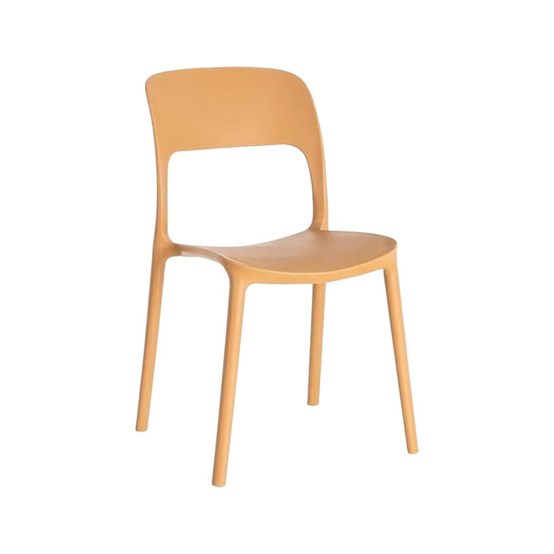 Silla apilable de exterior en polipropileno color ocre apta para uso contract con protección UV 58x41x82cm - Ixia - 616264IX - foto-transparente