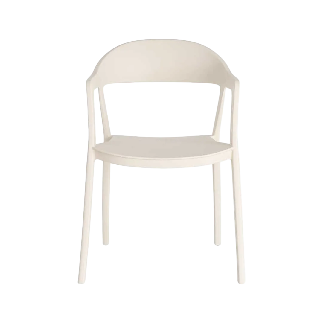 Silla apilable en polipropileno color crema protección UV apta para exterior y uso contract 52x52x80cm - Ixia - 616266IX - foto-transparente