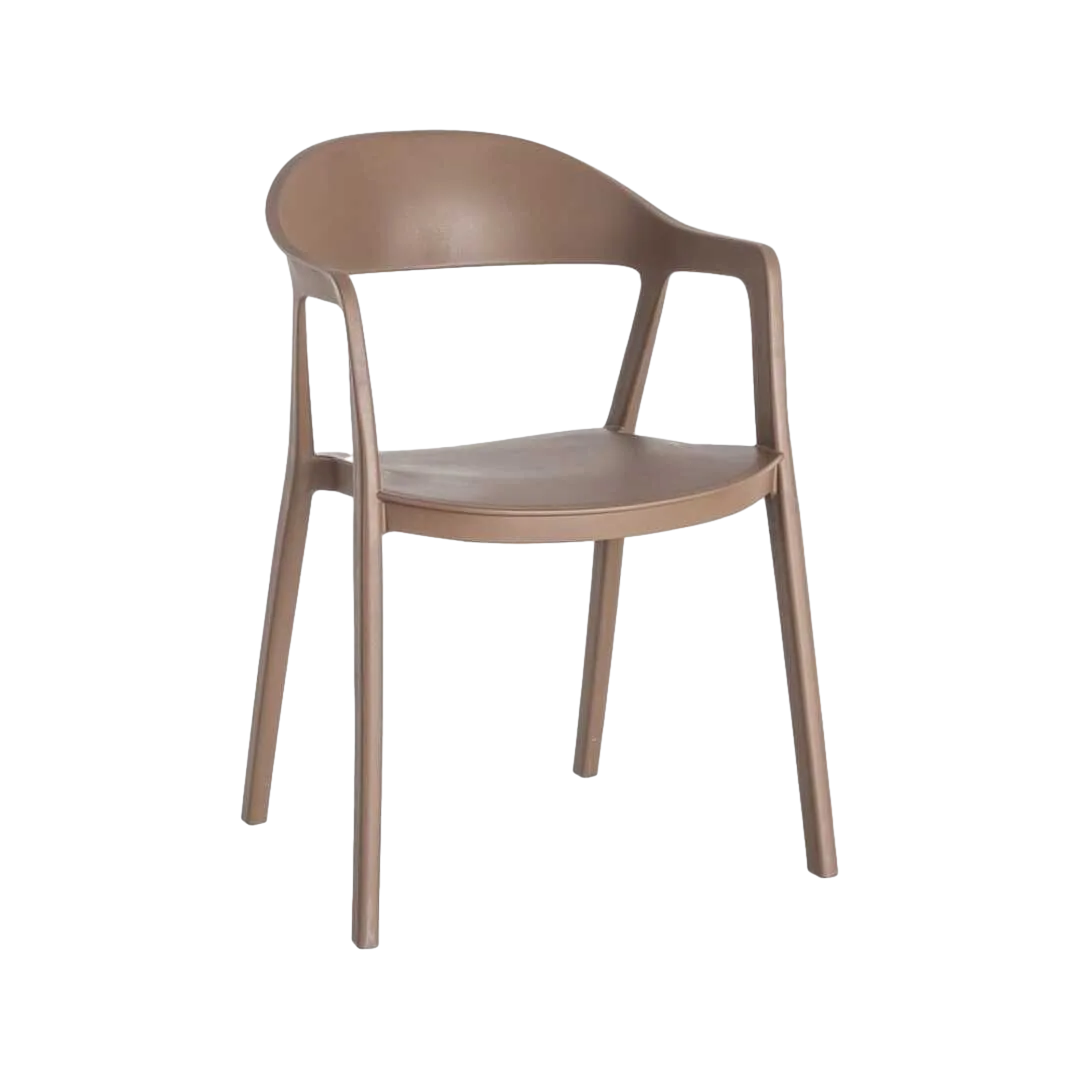 Silla apilable marrón en polipropileno con protección UV apta para exterior y uso contract 52x52x80cm - Ixia - 616268IX - foto-transparente