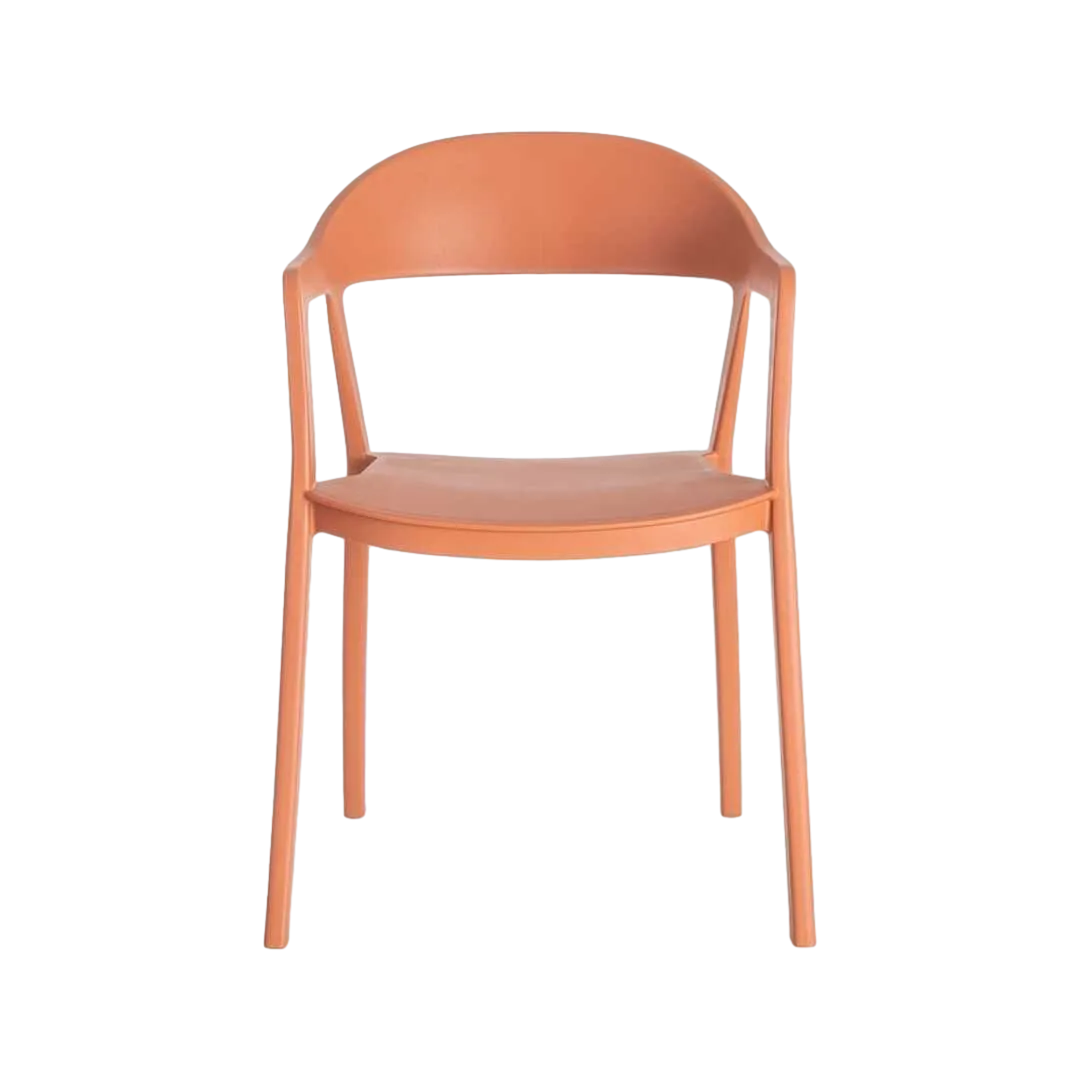 Silla apilable de polipropileno teja apta para exterior con protección UV EN581 52x52x80cm - Ixia - 616270IX - foto-transparente