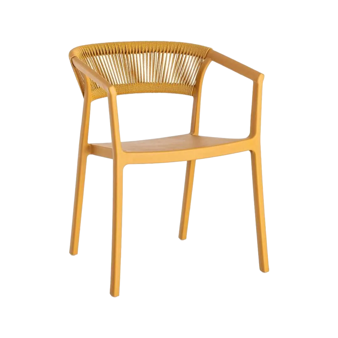 Silla apilable de polipropileno con respaldo de cuerda mostaza 56x54x75.50cm - Ixia - 616271IX - foto-transparente