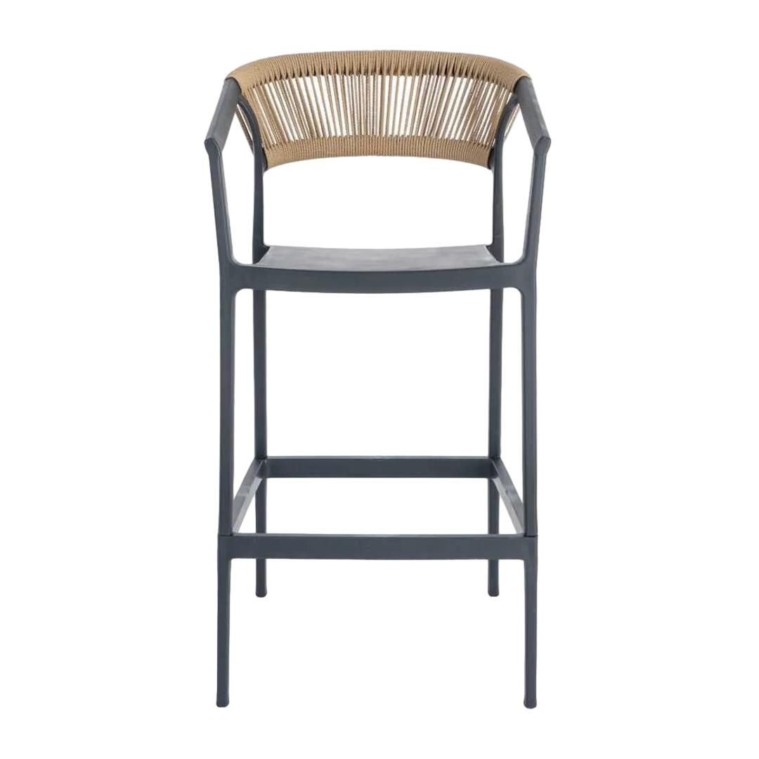 Silla taburete polipropileno con cuerda de polietileno antracita 55.80x59.80x104.50cm - Ixia - 616273IX - foto-transparente
