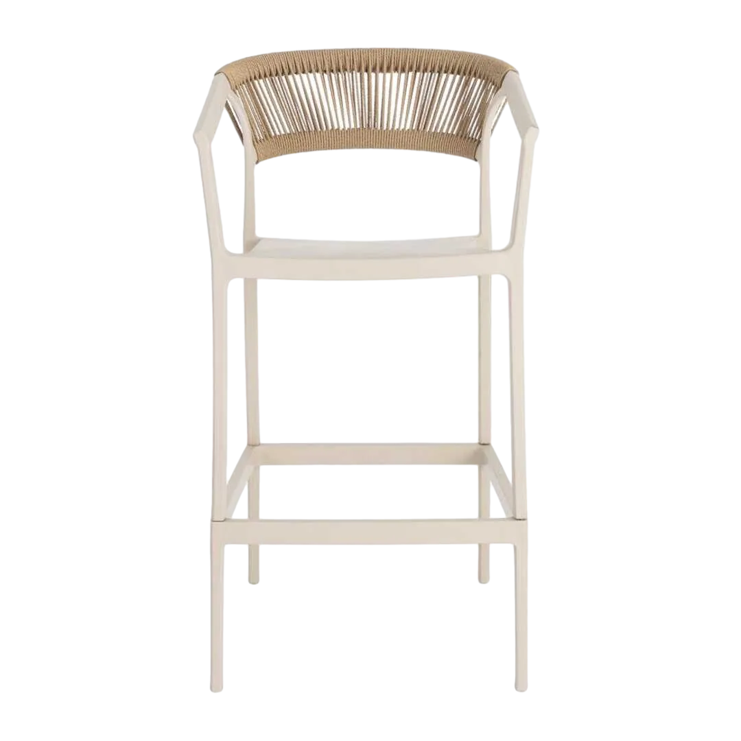 Taburete-silla de polipropileno y cuerda beige 55.80x59.80x104.50cm - Ixia - 616274IX - foto-transparente