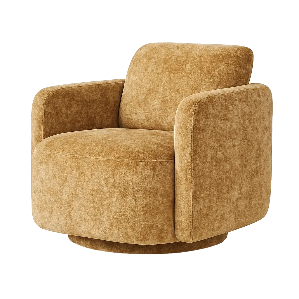 Sillón giratorio tapizado en tejido beige con estructura de madera y metal 87x85x66cm - Ixia - 616327IX - foto-transparente