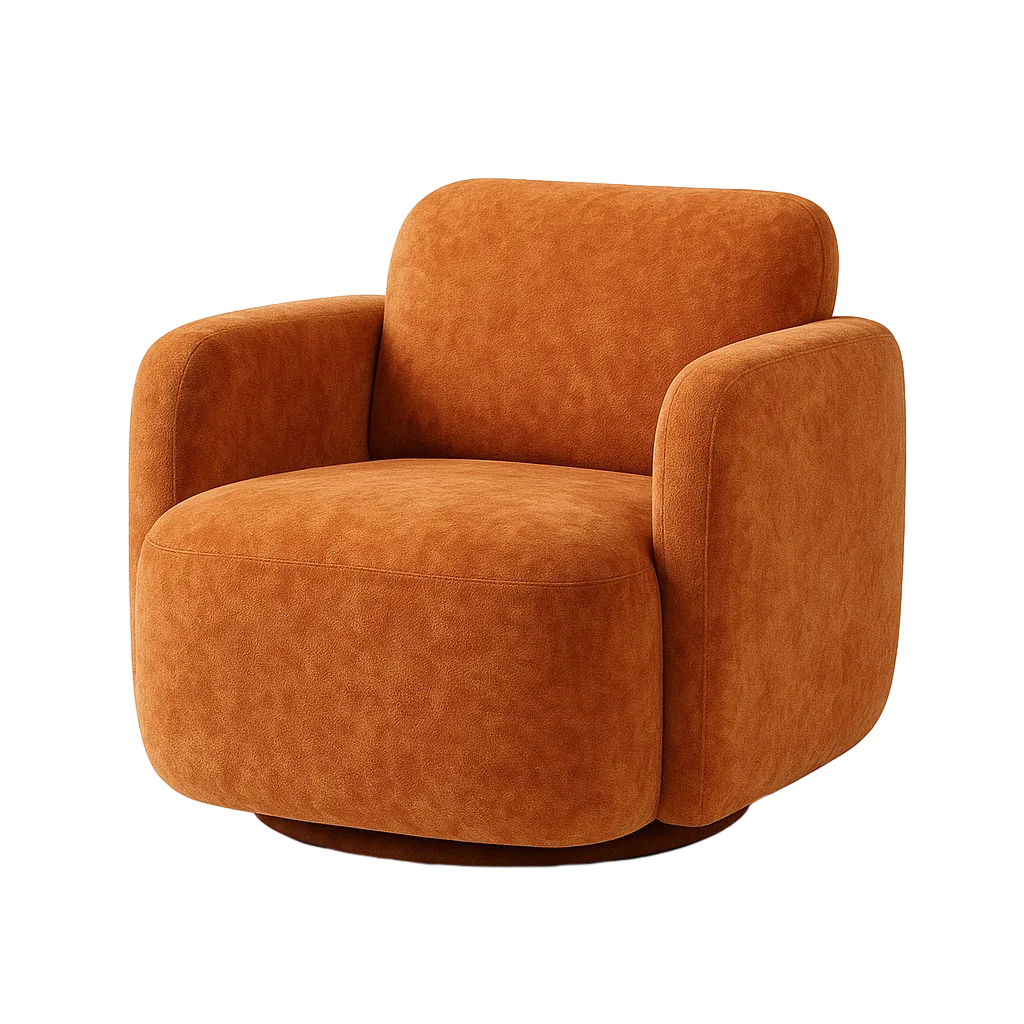 Sillón giratorio terracota tejido 100% poliéster estructura madera y metal relleno foam densidad 35 87x85x66cm - Ixia - 616328IX - foto-transparente