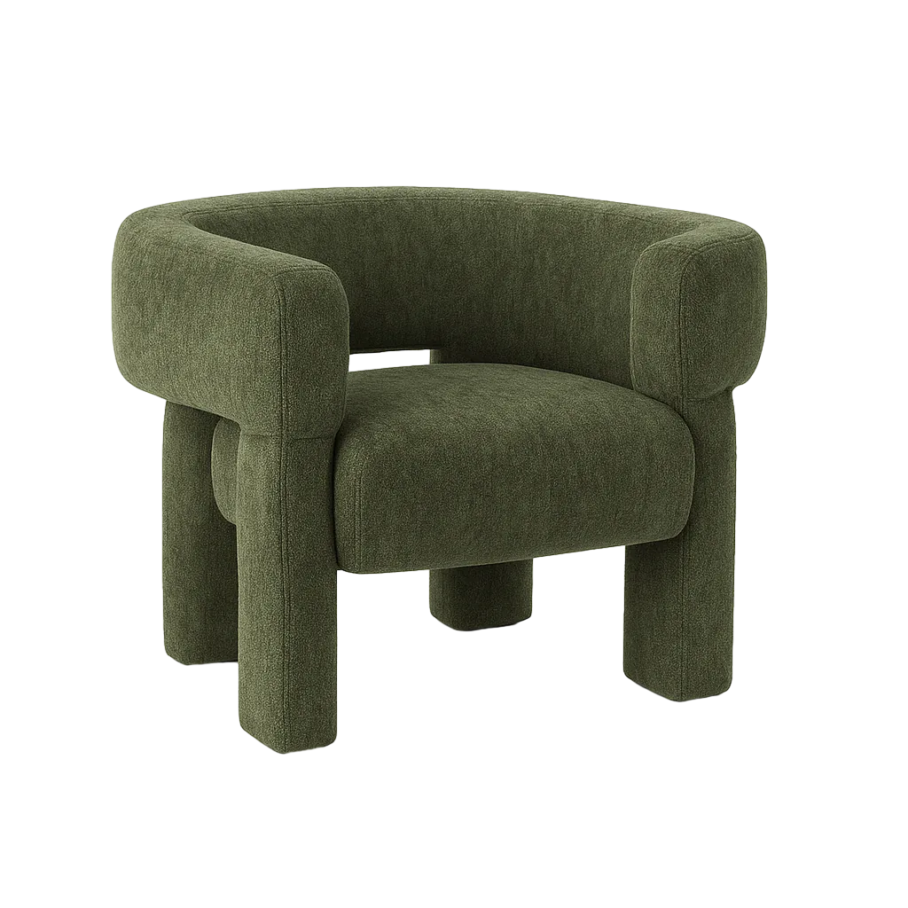 Sillón tejido verde con estructura de pino y asiento acolchado 81x72x69cm - Ixia - 616329IX - foto-transparente