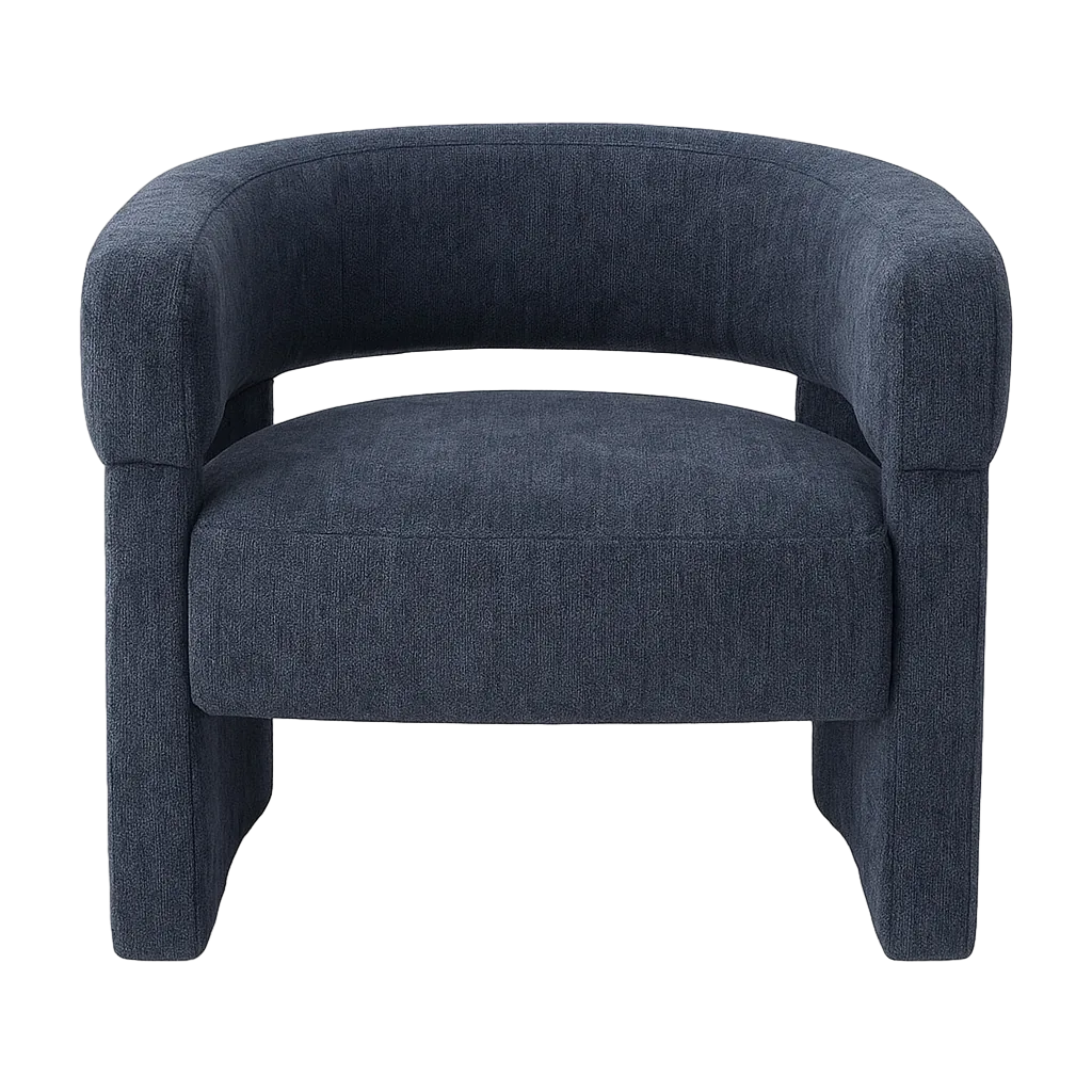 Sillón azul de tejido 100% poliéster con estructura de pino para salón 81x72x69cm - Ixia - 616330IX - foto-transparente