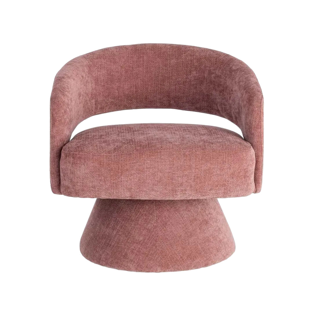 Sillón giratorio rosa en tejido y madera 71x68x72cm - Ixia - 616334IX - foto-transparente