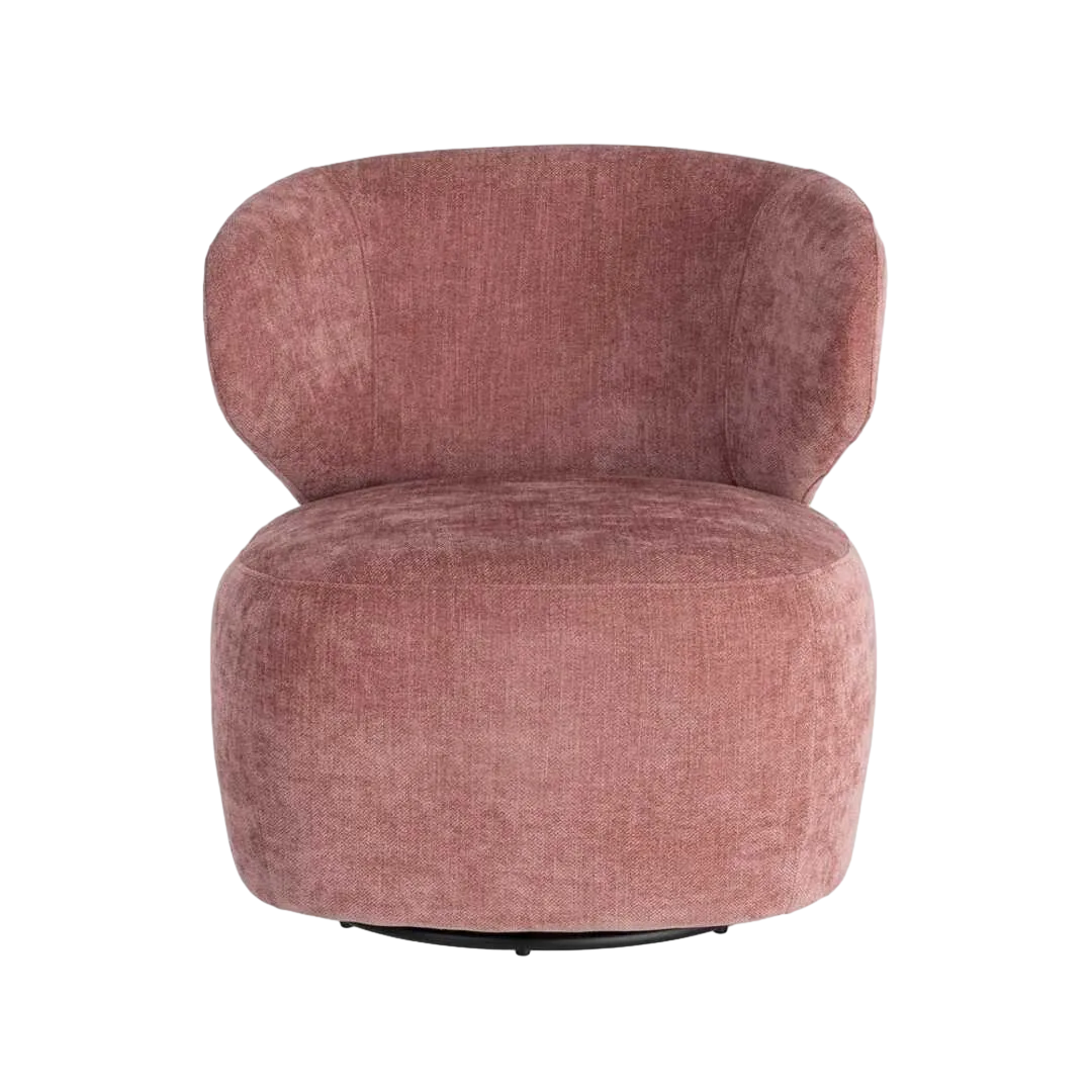 Sillón giratorio rosa en tejido y madera 73x68x74cm - Ixia - 616336IX - foto-transparente