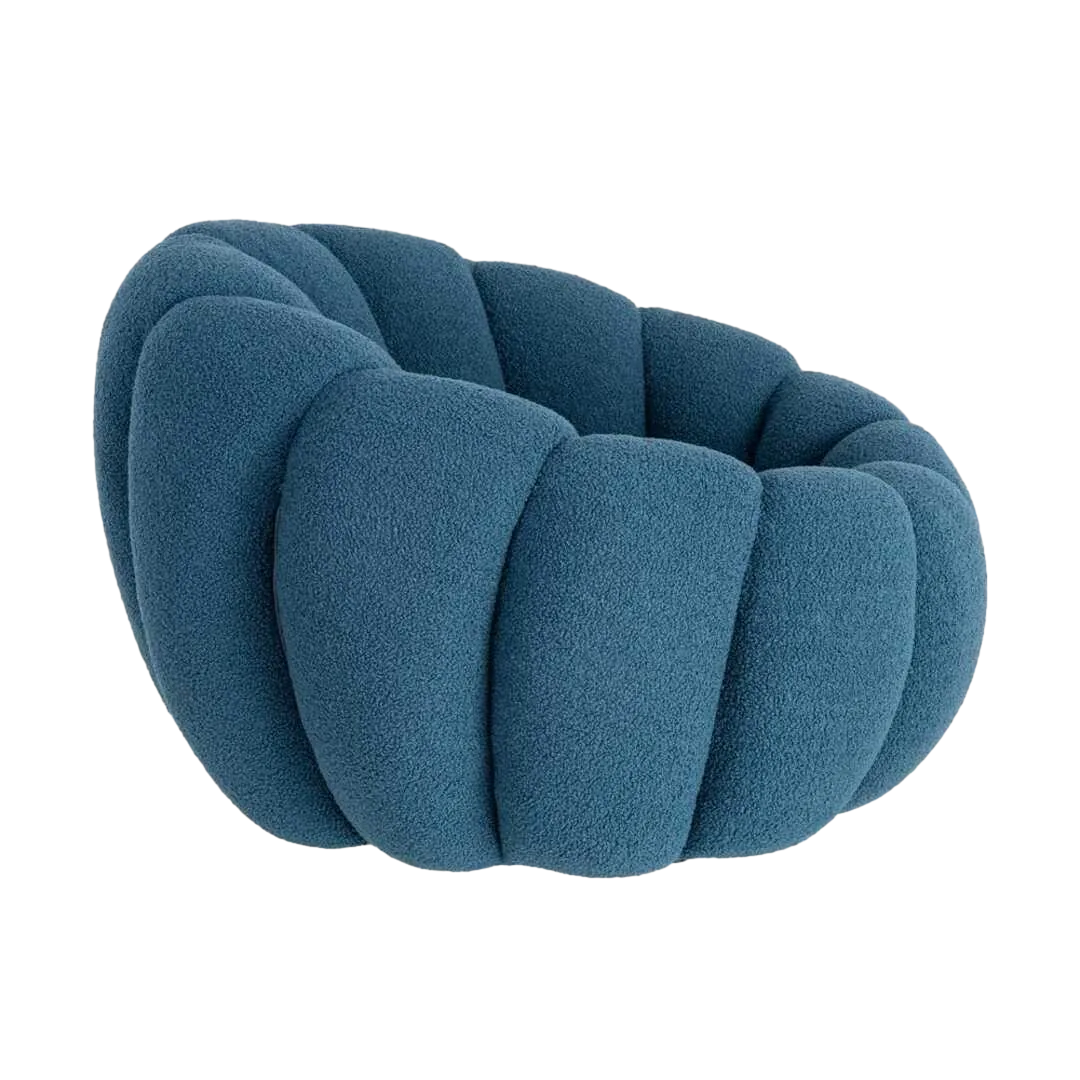 Sillón azul tapizado en tejido 100% poliéster con estructura de madera 92x89x61cm - Ixia - 616338IX - foto-transparente