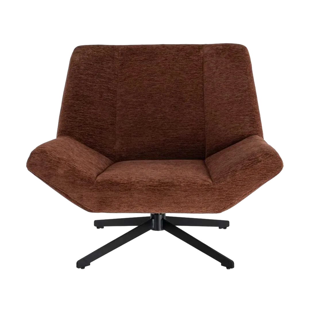 Sillón giratorio tapizado en tejido 100% poliéster con estructura metálica y rotación 360º 89x86x77cm - Ixia - 616362IX - foto-transparente