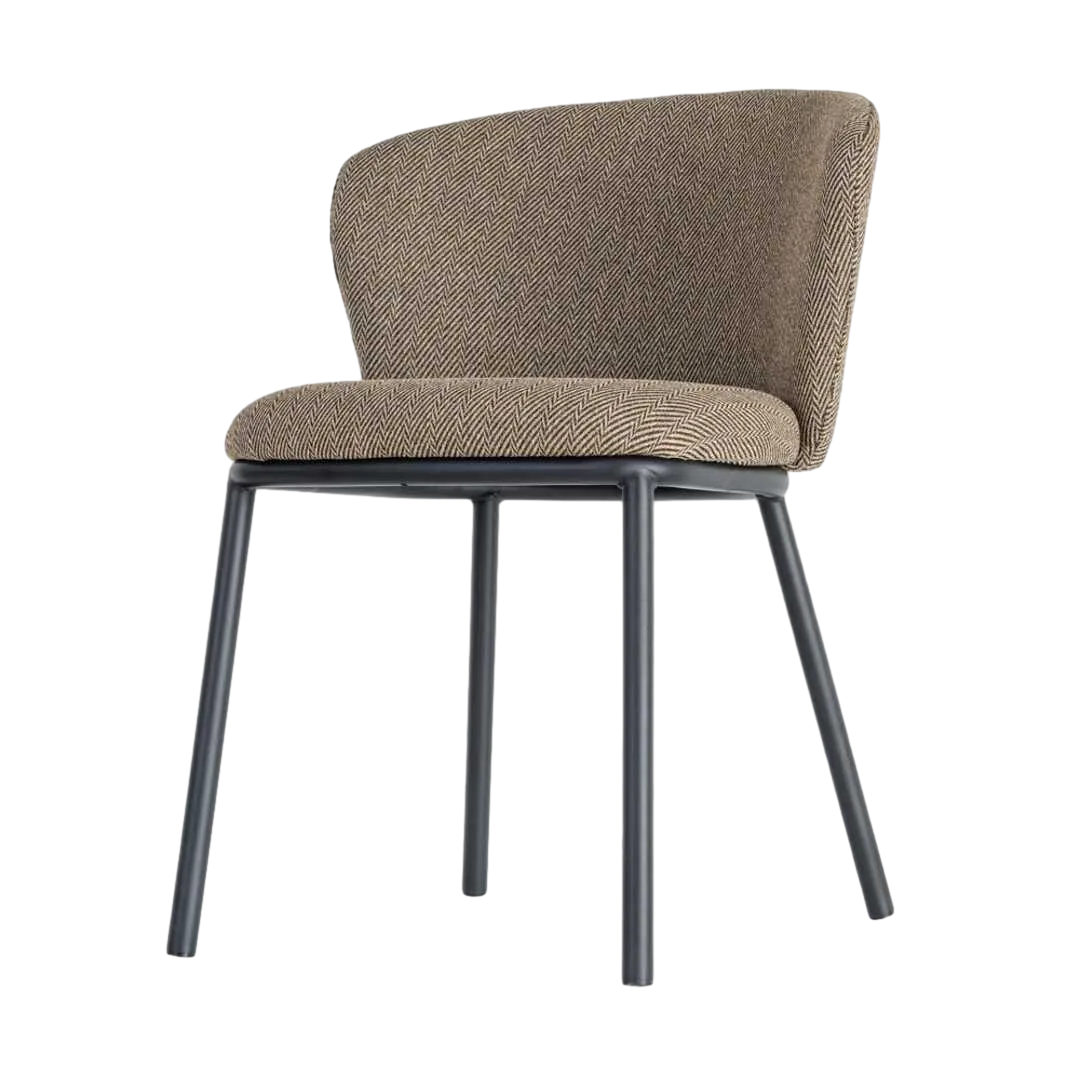 Silla Espiga en tejido marrón con estructura metálica 55x55x78cm - Ixia - 616377IX - foto-transparente