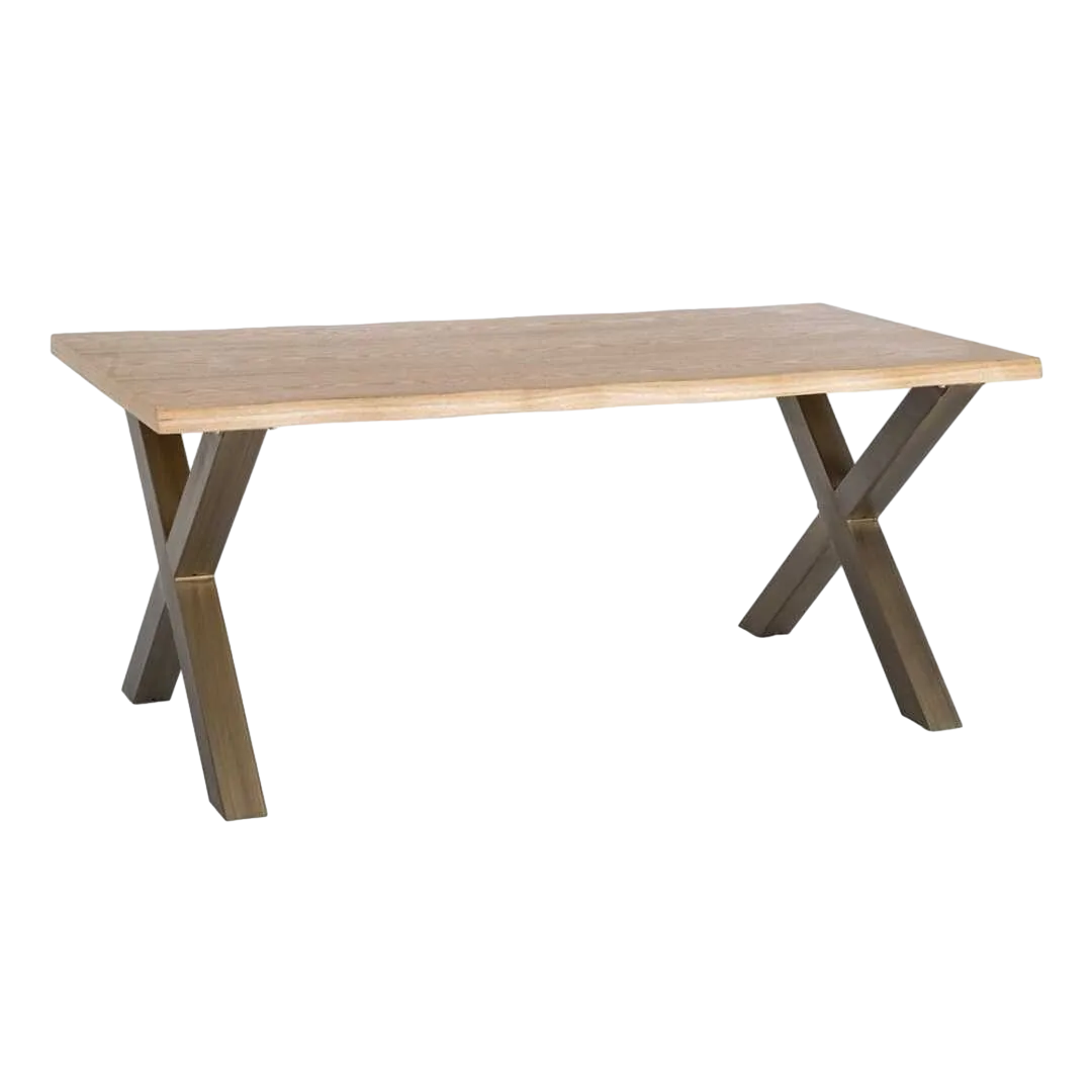 Mesa de comedor en DM y metal con tablero 4cm 180x90x77cm - Ixia - 616381IX - foto-transparente