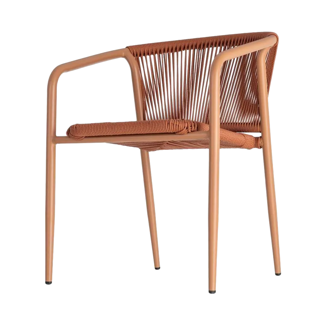 Silla apilable aluminio y ratán PE terracota apta para exterior 57x60x77.50cm - Ixia - 616386IX - foto-transparente