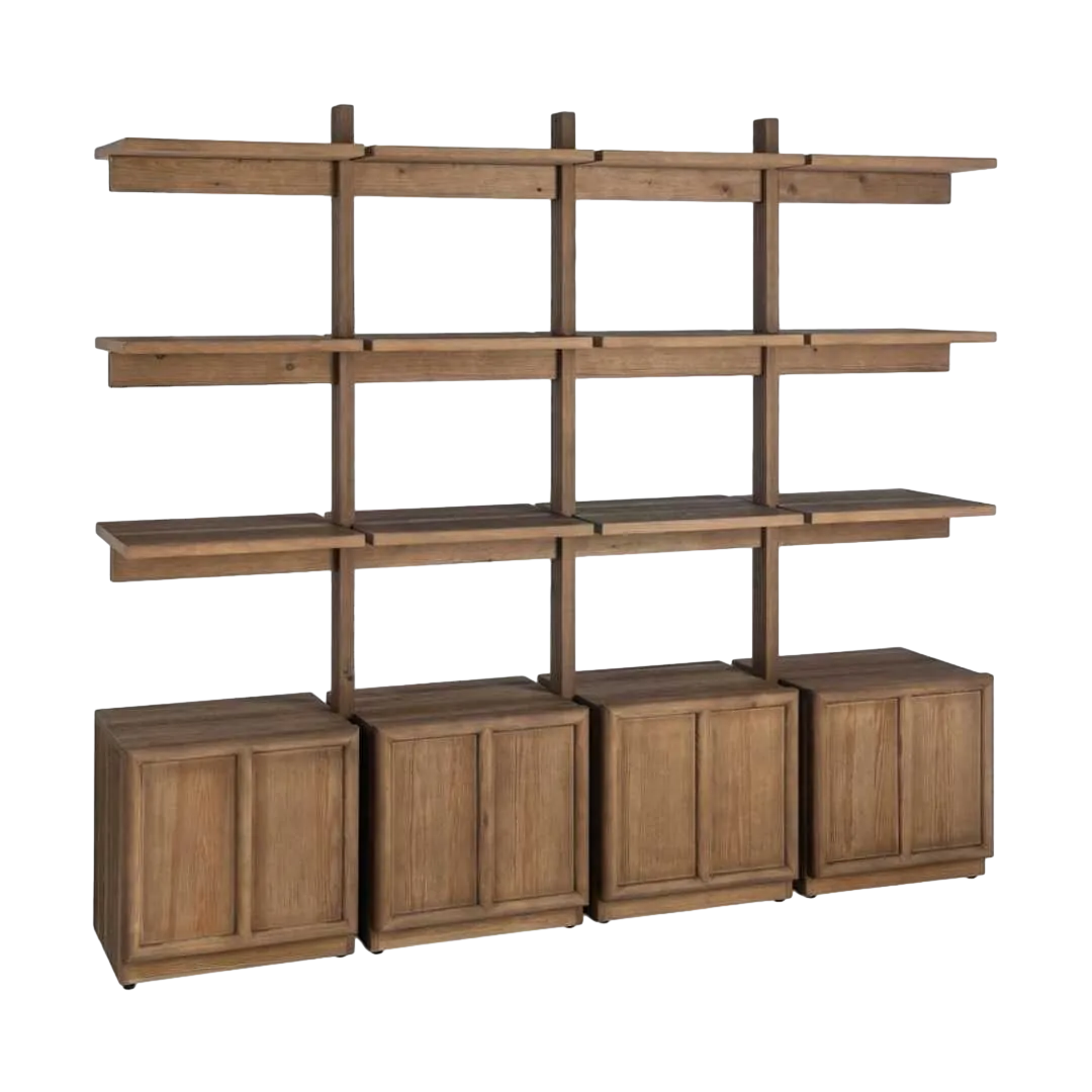 Estantería de madera de pino para salón con puertas y estantes 210.50x44.50x187cm - Ixia - 616391IX - foto-transparente