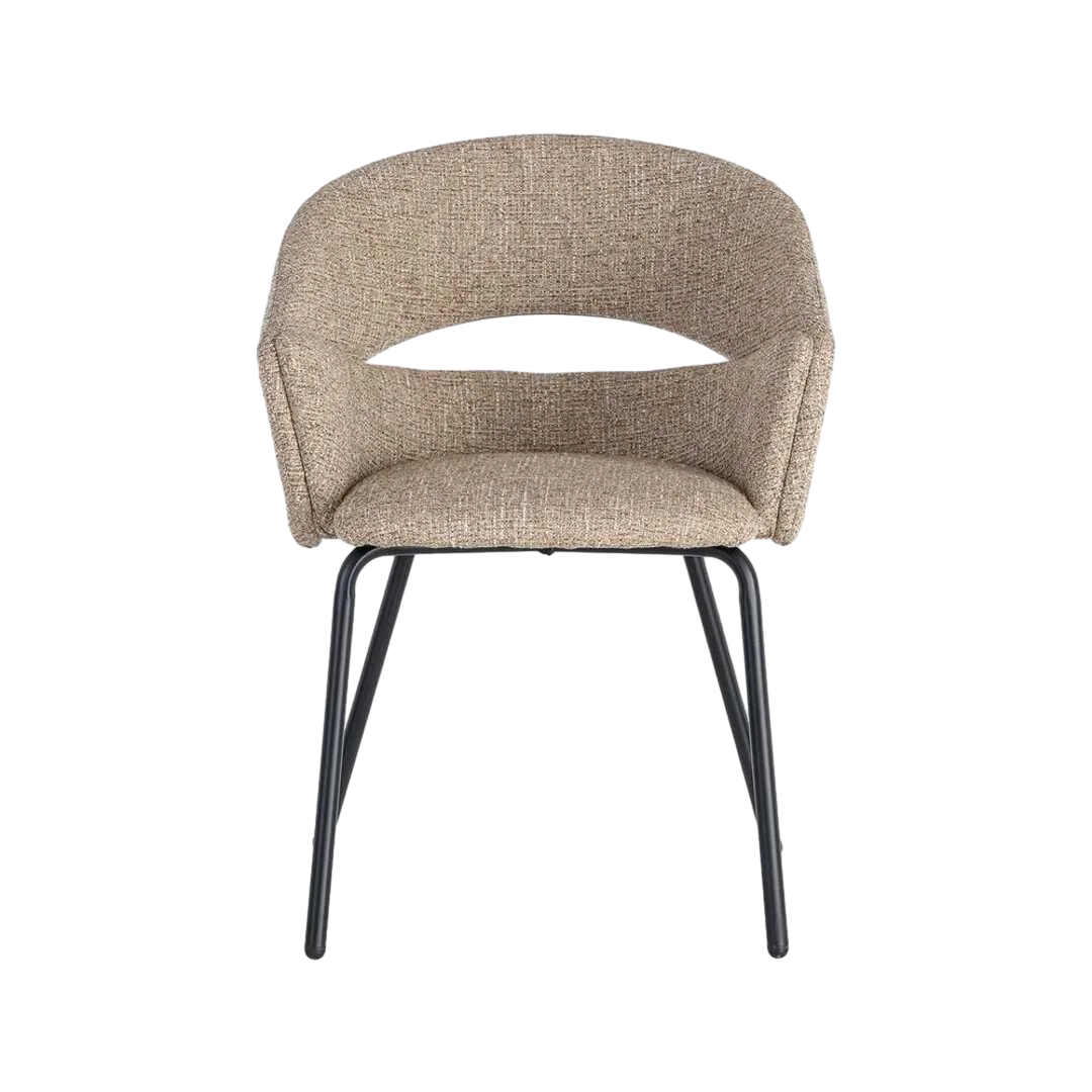 Silla con brazos tapizada en tejido taupe y estructura metálica 59x61x82cm - Ixia - 616394IX - foto-transparente