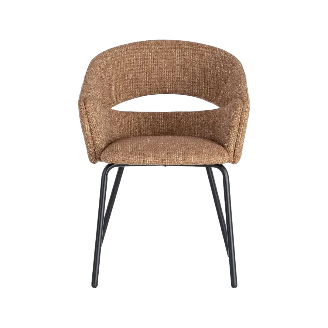 Silla con brazos tapizada en tejido moka y estructura metálica 59x61x82cm - Ixia - 616395IX - foto-transparente
