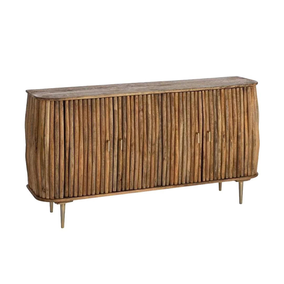 Aparador de madera de mango para salón con puertas - Ixia 148x39x78cm - Ixia - 616449IX - foto-transparente