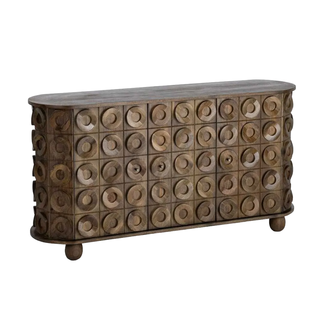 Aparador de madera de mango para salón con puertas - Ixia 147x42x76cm - Ixia - 616451IX - foto-transparente