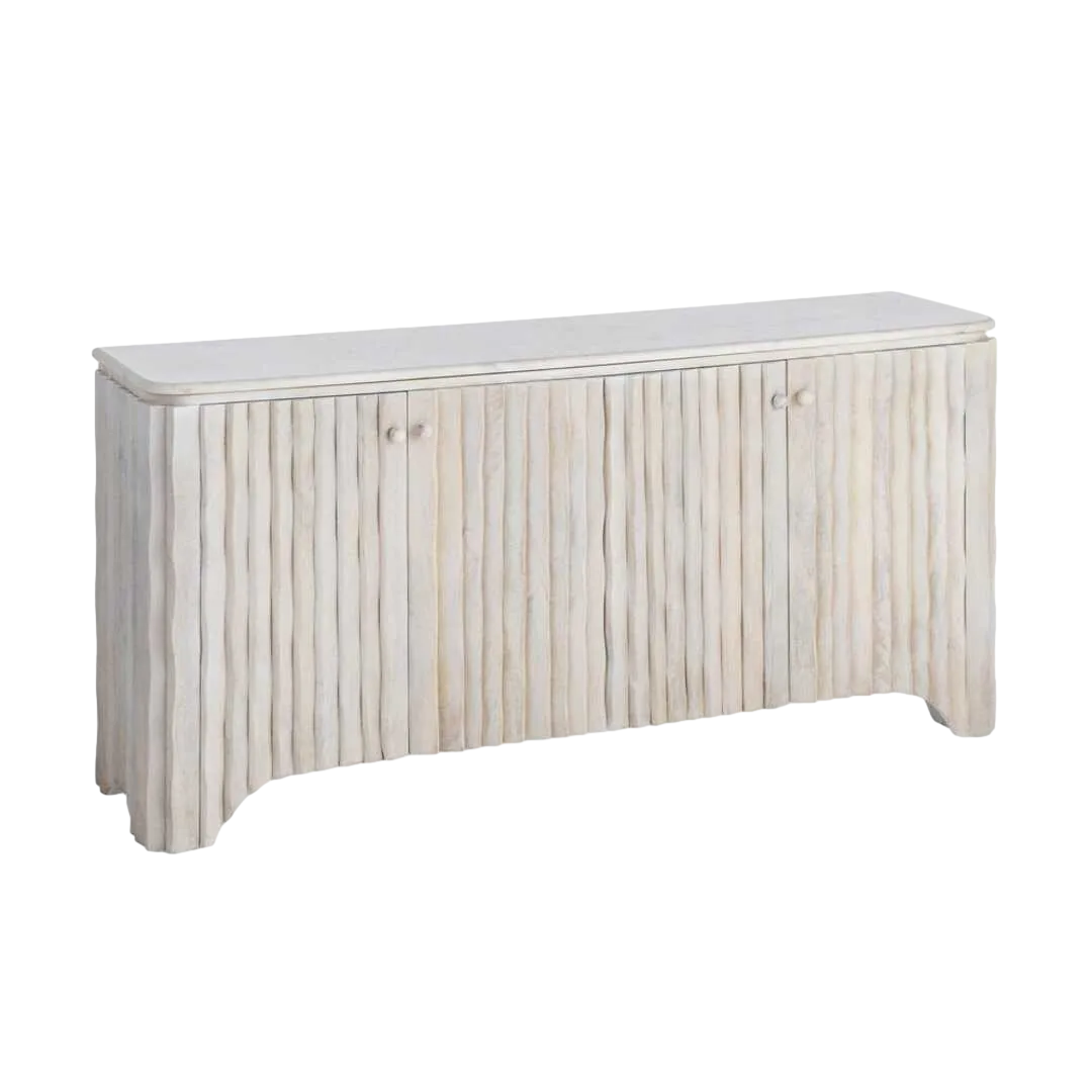 Aparador de madera de mango y mármol para salón Novedad - Ixia 153x41x73cm - Ixia - 616453IX - foto-transparente