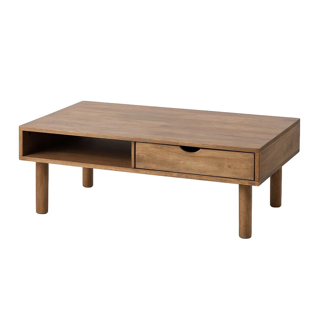 Mesa centro marrón en madera de caucho y cristal 120x60x40cm - Ixia - 616461IX - foto-transparente
