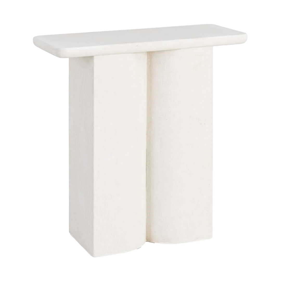 Consola blanca en DM con acabado poroso granulado 80x35x80cm - Ixia - 616486IX - foto-transparente