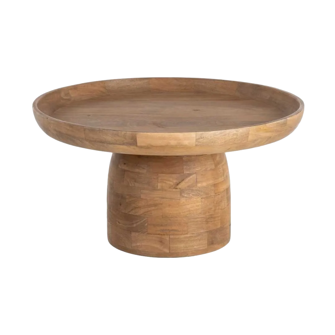 Mesita auxiliar natural de madera de mango para salón 75x75x40cm - Ixia - 616492IX - foto-transparente