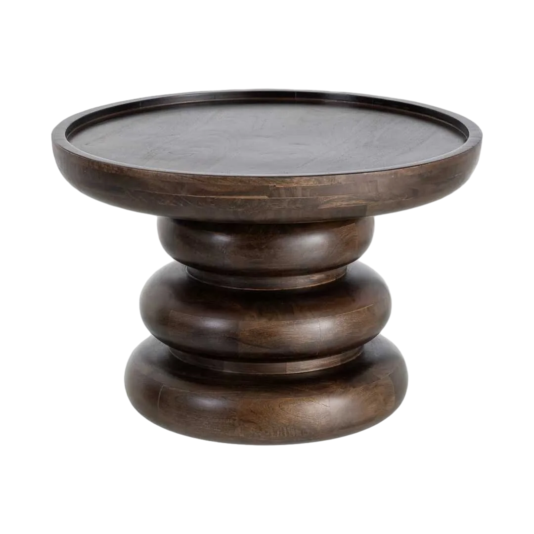 Mesita de madera de mango marrón para salón con patas de 33cm 60x60x41cm - Ixia - 616494IX - foto-transparente
