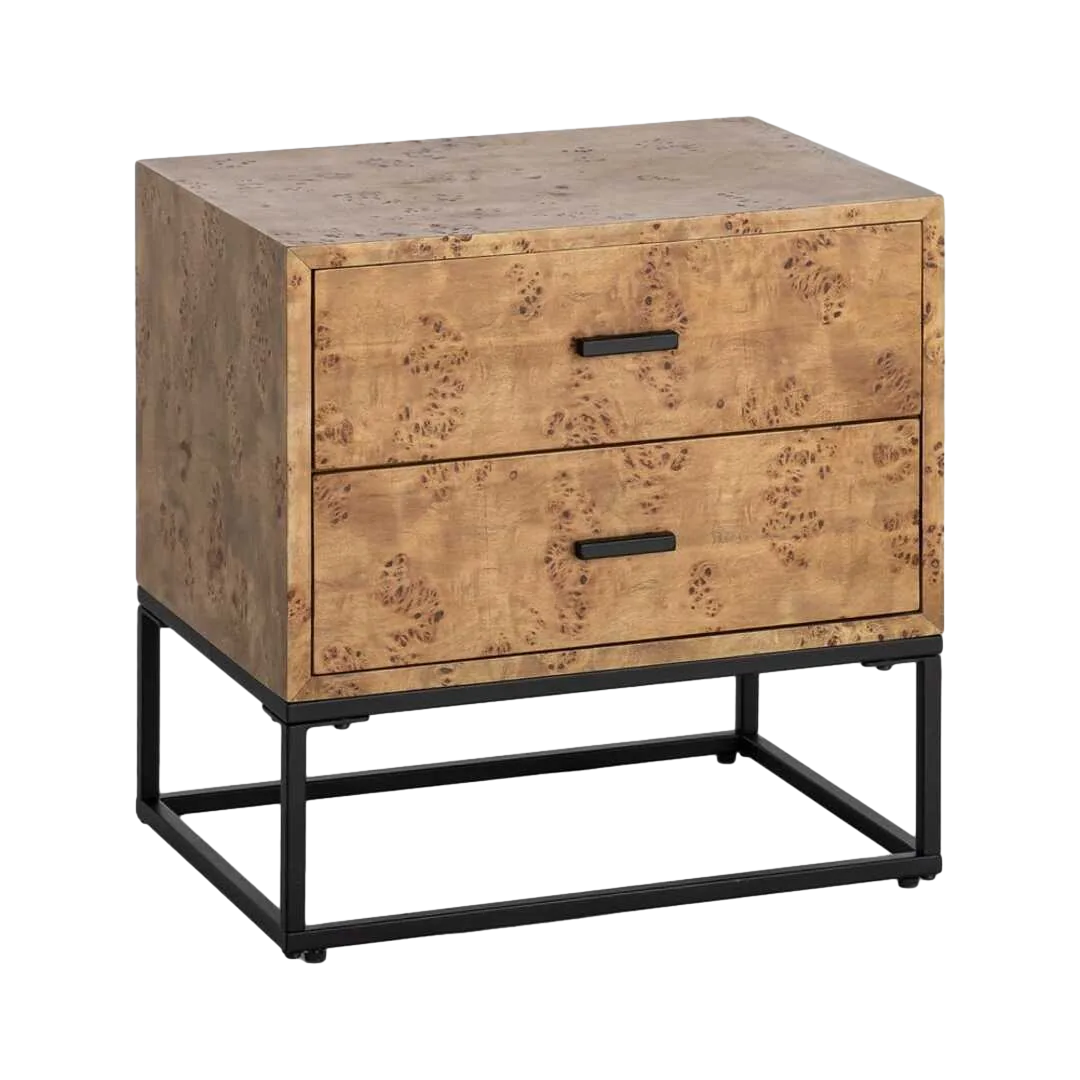 Mesita natural y negra en DM y metal 55x41x55cm - Ixia - 616503IX - foto-transparente