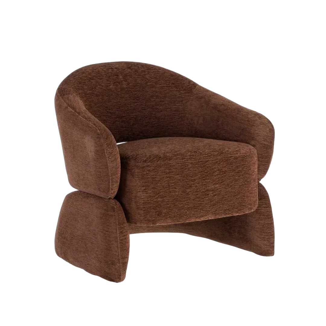 Sillón chocolate en DM tapizado poliéster con relleno de espuma 77x75x73.50cm - Ixia - 616510IX - foto-transparente