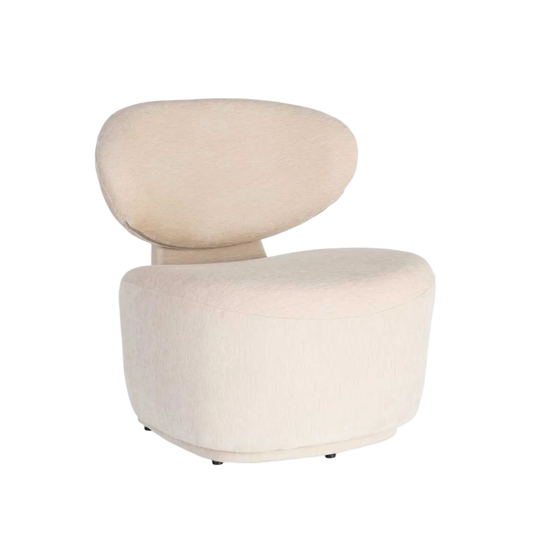 Sillón crema en DM y tejido 100% poliéster 77x73x79cm - Ixia - 616512IX - foto-transparente