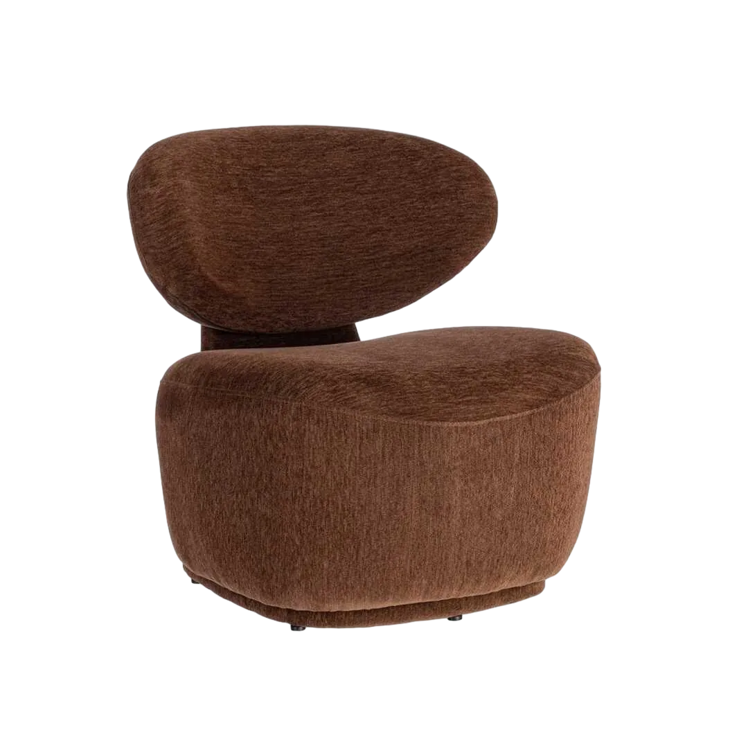 Sillón color chocolate con estructura en DM tapizado en tejido 100% poliéster 77x73x79cm - Ixia - 616513IX - foto-transparente